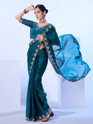 mitera embellished beads and stones saree